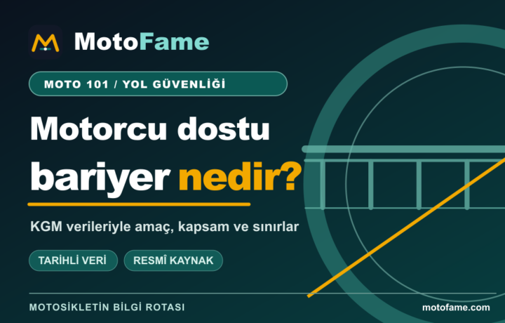 Motorcu dostu bariyer nedir? MotoFame yol güvenliği rehberi için şematik bariyer çizimi