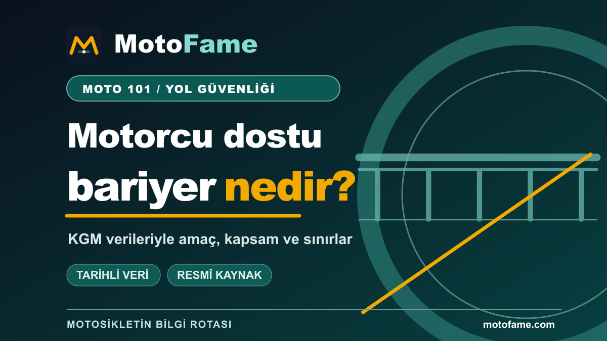 Motorcu dostu bariyer nedir? MotoFame yol güvenliği rehberi için şematik bariyer çizimi